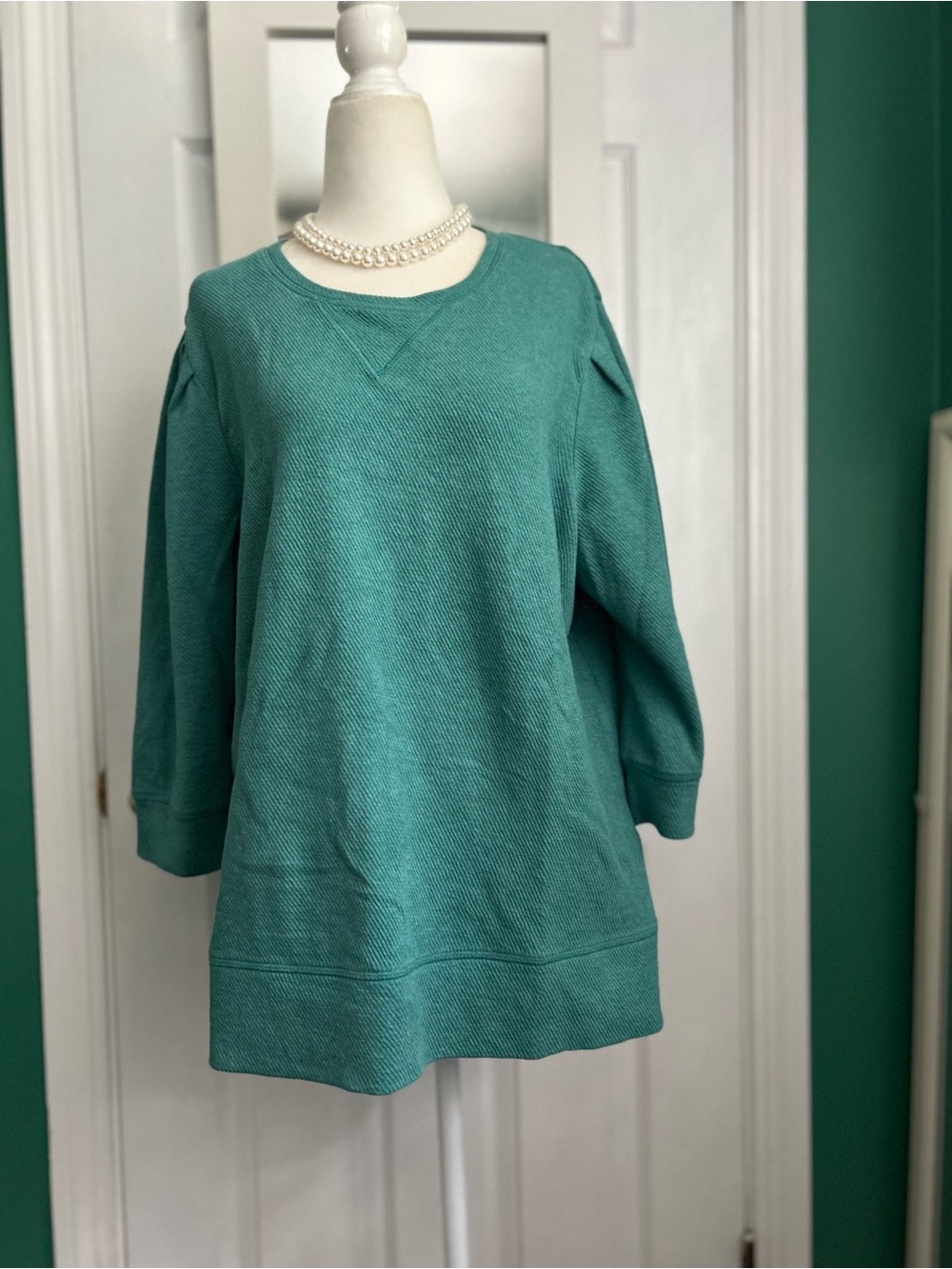 Wrap London Teal Raglan 100% Cotton CrewneckSweatshirt 12